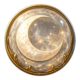 A white pearlescent Moon Pearl shaped around a pale crescent moon.