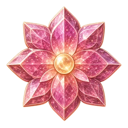 A light-pink Rose Quartz shaped like a many-petaled rose.