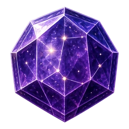 A violet Twilight Amethyst sparkling with tiny stars and a bright central glint.