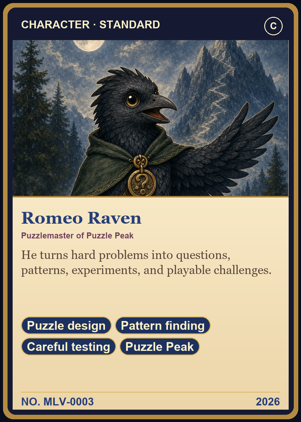 Romeo Raven Collector Card front