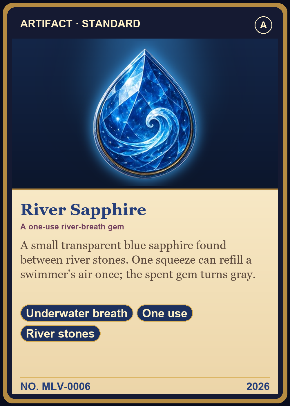 River Sapphire Collector Card front