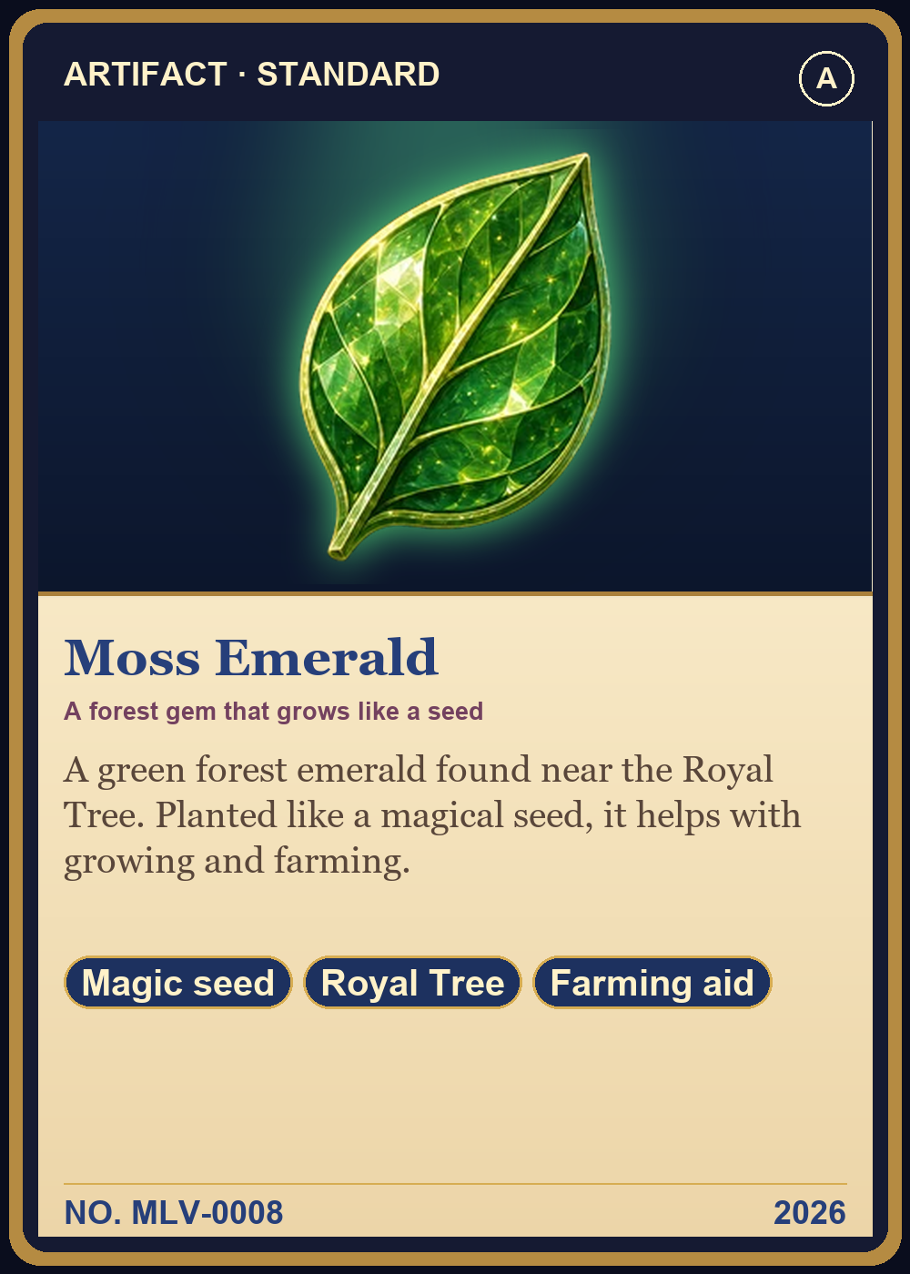 Moss Emerald Collector Card front