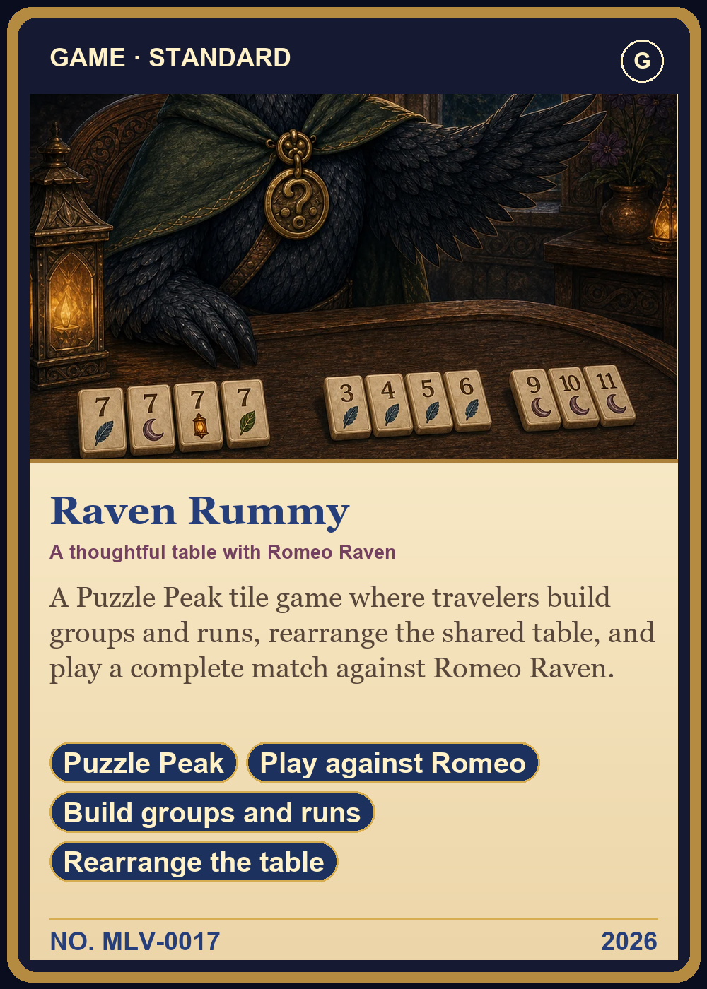 Raven Rummy Collector Card front