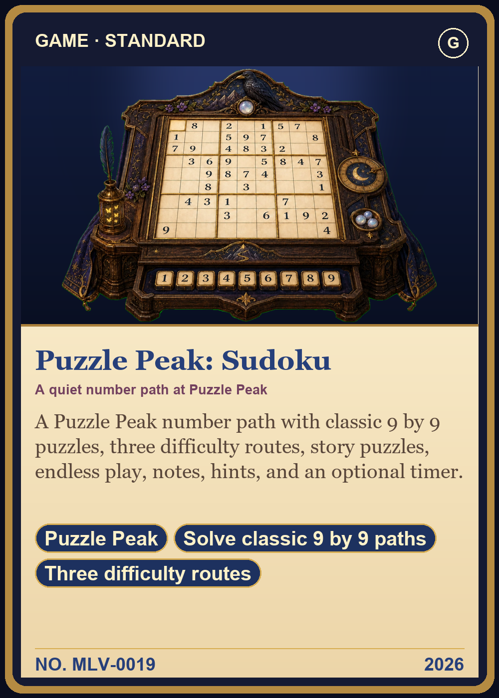 Puzzle Peak: Sudoku Collector Card front