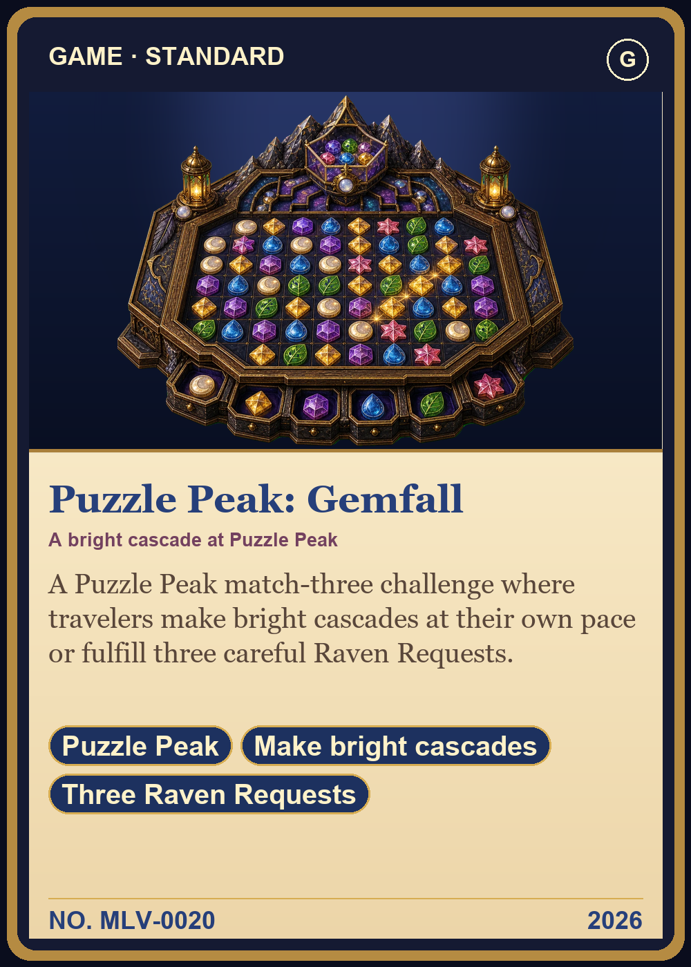 Puzzle Peak: Gemfall Collector Card front