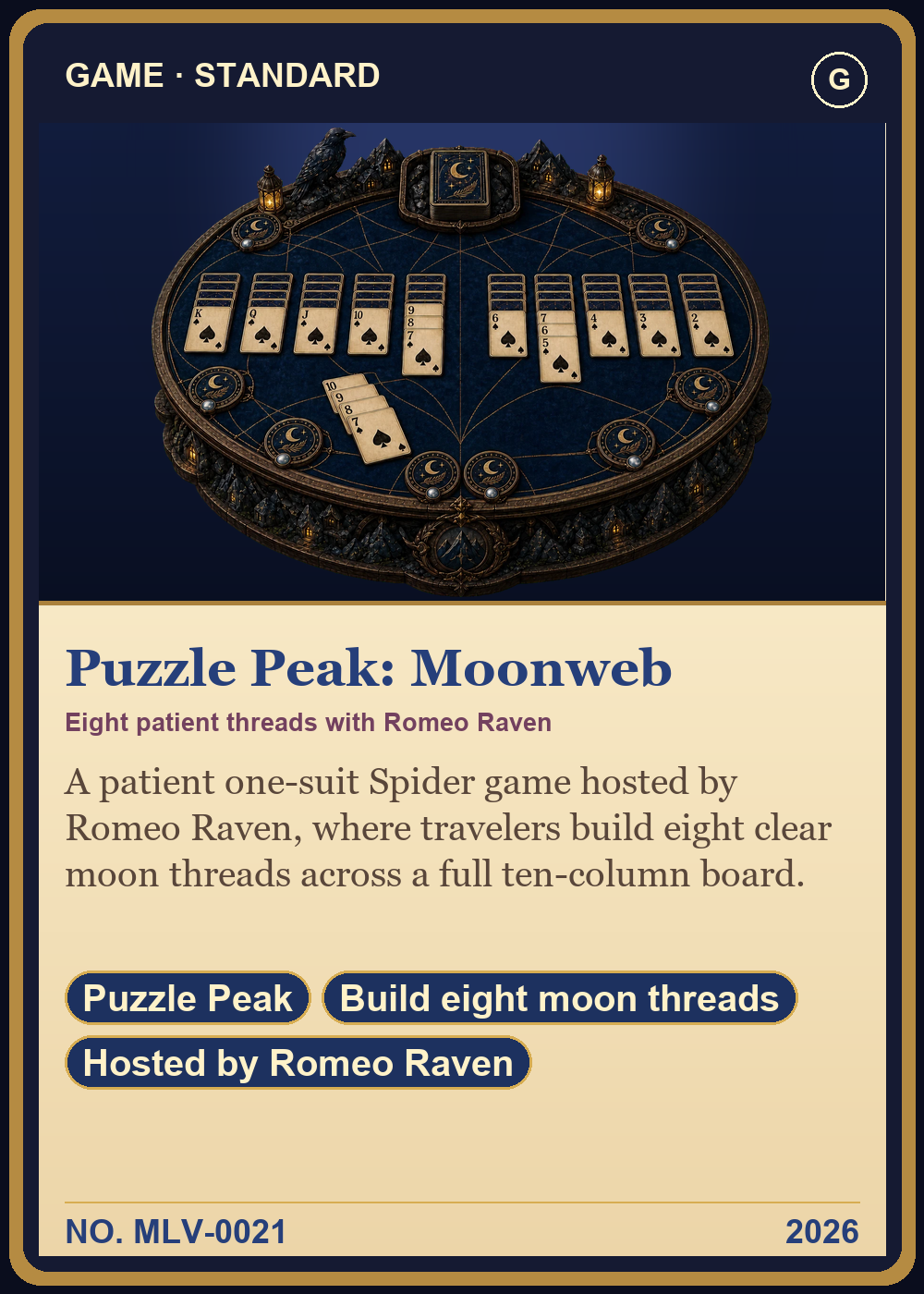 Puzzle Peak: Moonweb Collector Card front